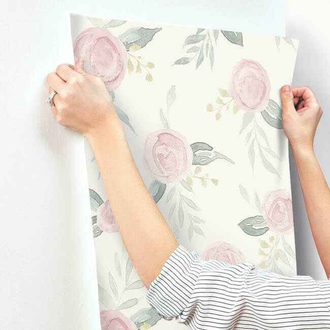 Watercolor Roses Pink Wallpaper - York Wallcoverings - MK1125 - York Wallcoverings Wallpaper