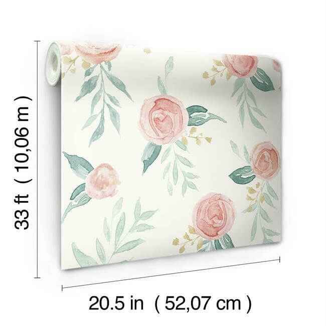 Watercolor Roses Red Wallpaper - York Wallcoverings - MK1126 - York Wallcoverings Wallpaper
