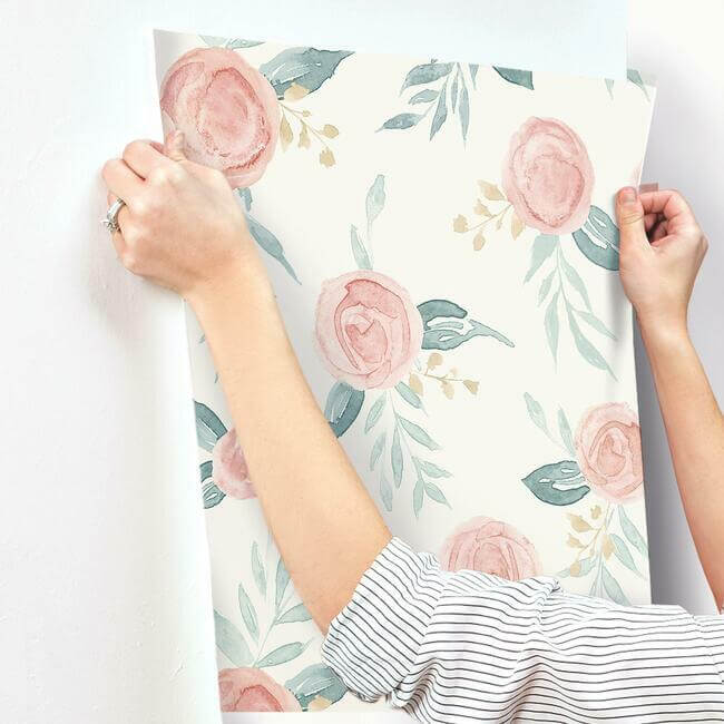 watercolor-roses-red-wallpaper-york-wallcoverings-mk1126 - York Wallcoverings Wallpaper