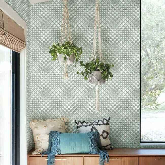 Stacked Scallops Blue Wallpaper - York Wallcoverings - MK1151 - York Wallcoverings Wallpaper