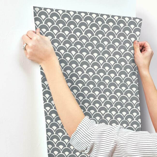 stacked-scallops-grey-wallpaper-york-wallcoverings-mk1150 - York Wallcoverings Wallpaper