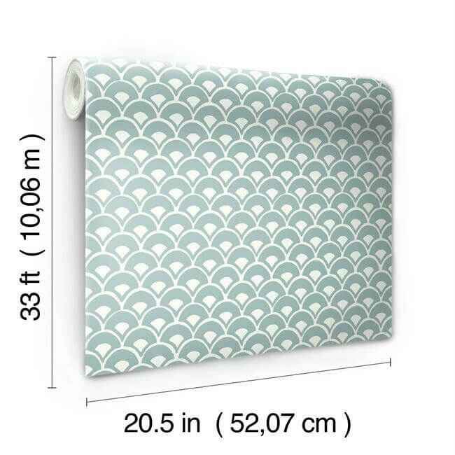 Stacked Scallops Blue Wallpaper - York Wallcoverings - MK1157 - York Wallcoverings Wallpaper
