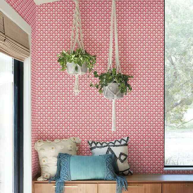 Stacked Scallops Pink Wallpaper - York Wallcoverings - MK1155 - York Wallcoverings Wallpaper
