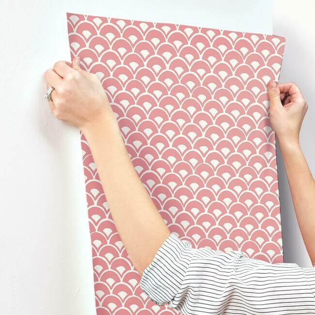 stacked-scallops-pink-wallpaper-york-wallcoverings-mk1155 - York Wallcoverings Wallpaper