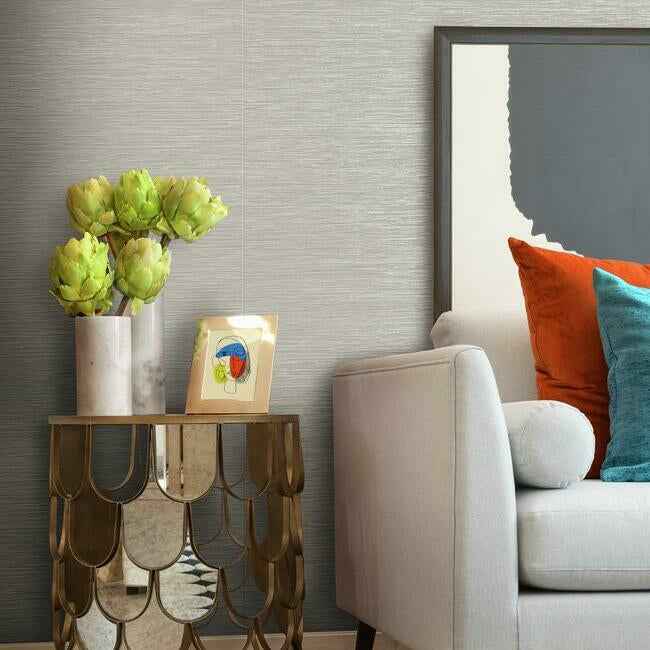 Ramie Weave Grey Wallpaper - York Wallcoverings - CD1033N - York Wallcoverings Wallpaper