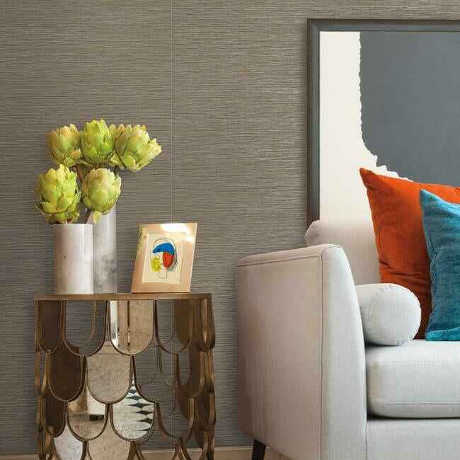 Ramie Weave Dark Grey Wallpaper - York Wallcoverings - CD1038N - York Wallcoverings Wallpaper