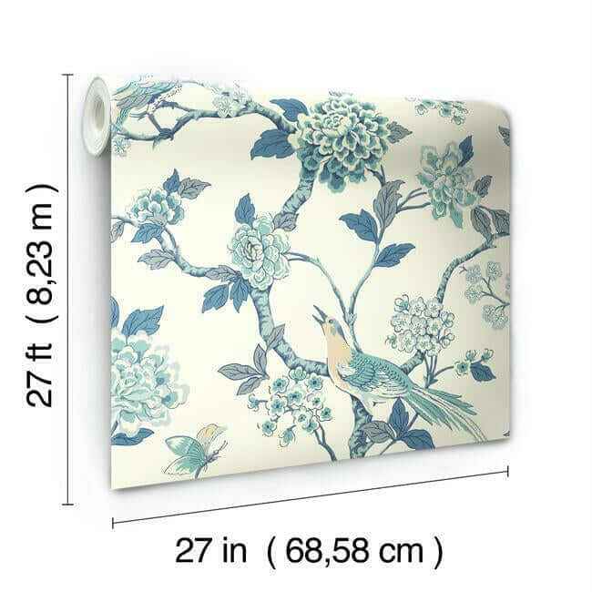 Fanciful Blue & White Wallpaper - York Wallcoverings - AF1900 - York Wallcoverings Wallpaper