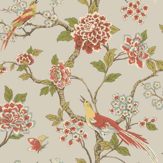 Fanciful Silver & Blue Wallpaper - York Wallcoverings - AF1905 - York Wallcoverings Wallpaper