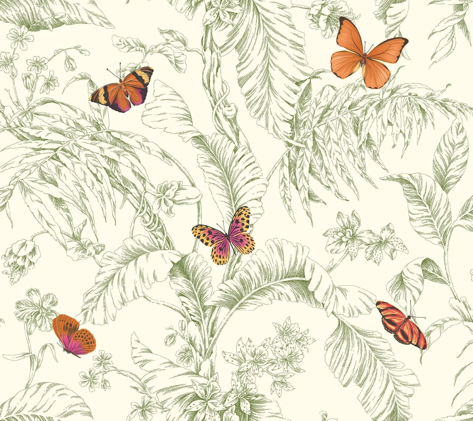 papillon-green-wallpaper-york-wallcoverings-af2027 - York Wallcoverings Wallpaper