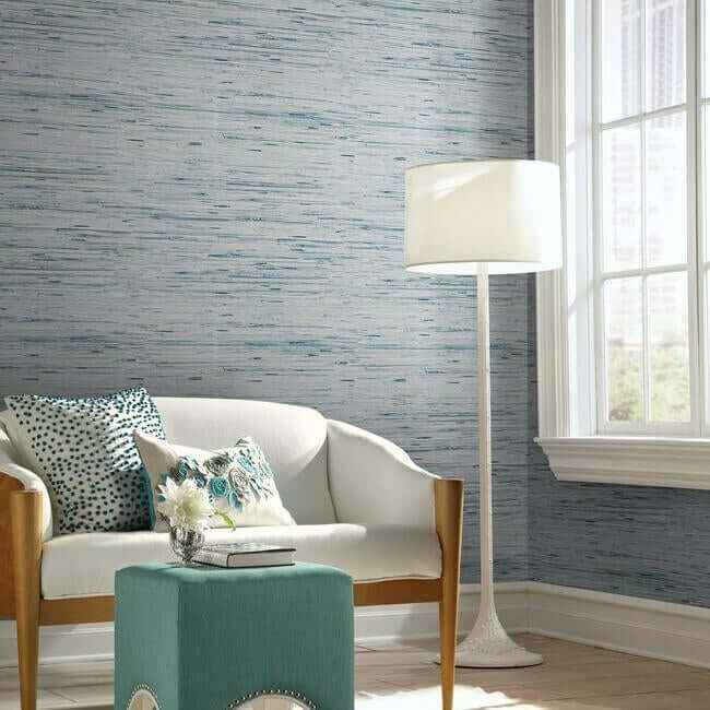Lustrous Grasscloth Blue & Gold Wallpaper - York Wallcoverings - Y6201603 - York Wallcoverings Wallpaper