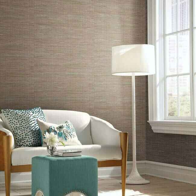 Lustrous Grasscloth Silver & Taupe Wallpaper - York Wallcoverings - Y6201604 - York Wallcoverings Wallpaper