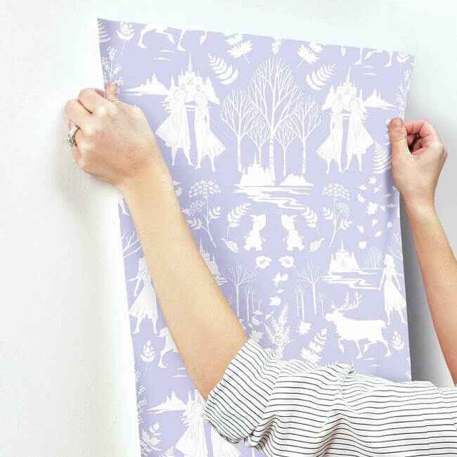 Disney Frozen 2 Nordic Purple Glitter Wallpaper - York Wallcoverings - DI1013 - York Wallcoverings Wallpaper