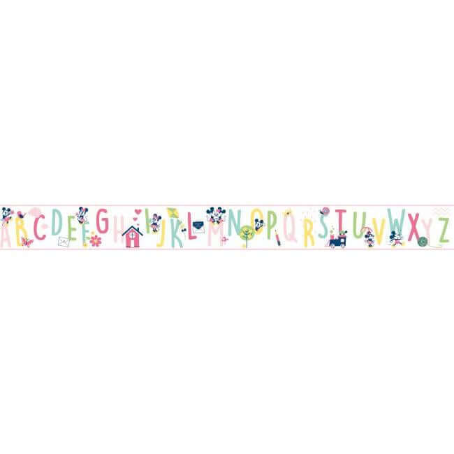 disney-mickey-mouse-abc-pink-border-york-wallcoverings-di0971bd - York Wallcoverings Wallpaper