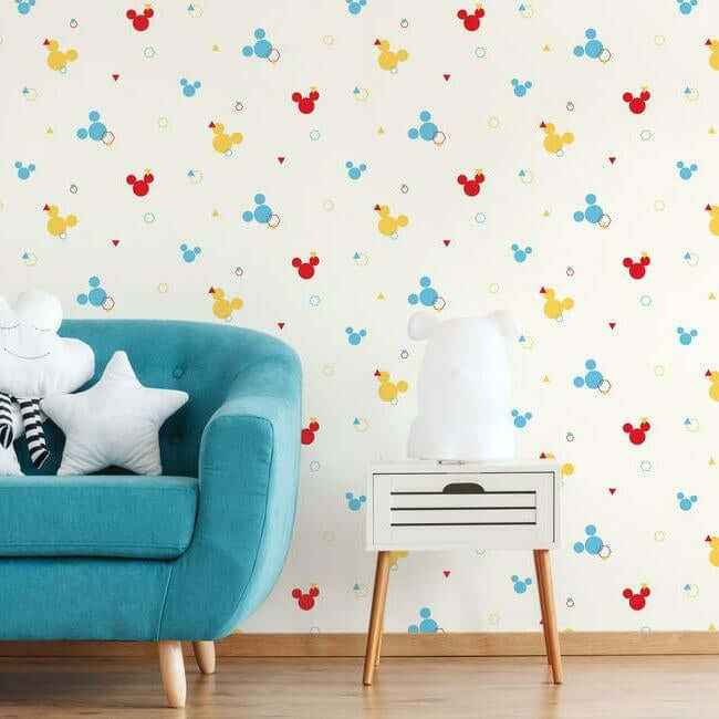 Disney Minnie Mouse Dots Green & Yellow Wallpaper - York Wallcoverings - DI0928 - York Wallcoverings Wallpaper