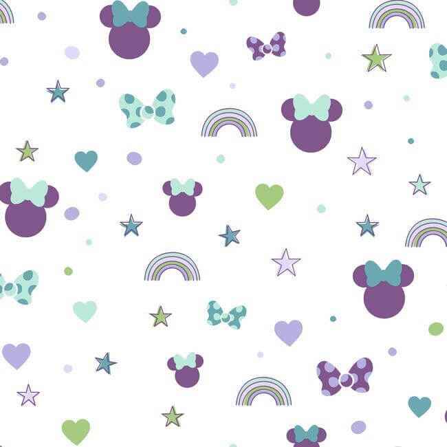 Disney Minnie Mouse Rainbow Purple Wallpaper - York Wallcoverings - DI0990 - York Wallcoverings Wallpaper