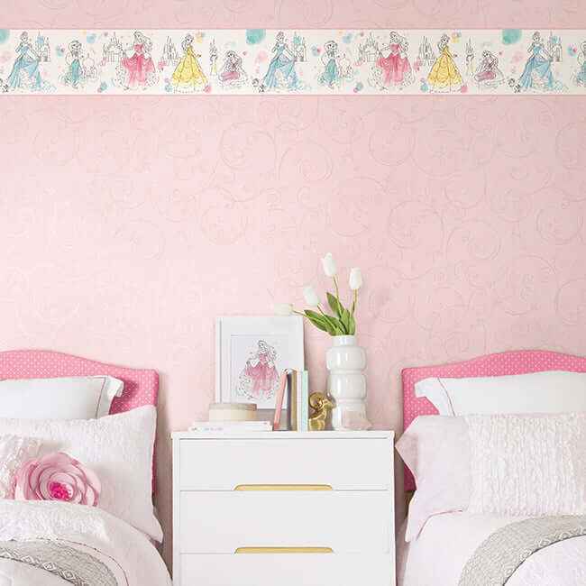 Disney Princess Pretty Elegant Blue & Green Border - York Wallcoverings - DI1021BD - York Wallcoverings Wallpaper