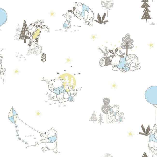 Disney Winnie the Pooh Playmates Yellow Wallpaper - York Wallcoverings - DI0982