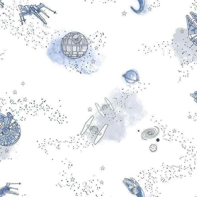 Star Wars: Good Night Galaxy Blue Wallpaper - York Wallcoverings - DI0998