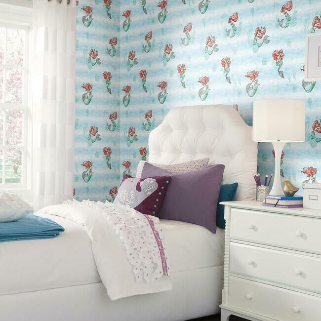 disney-the-little-mermaid-swim-wallpaper-teal-with-ariel-york-wallcoverings-di0954