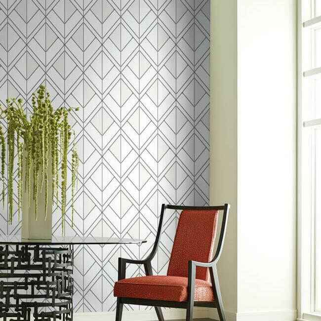 Diamond Shadow White Wallpaper - York Wallcoverings - GM7552