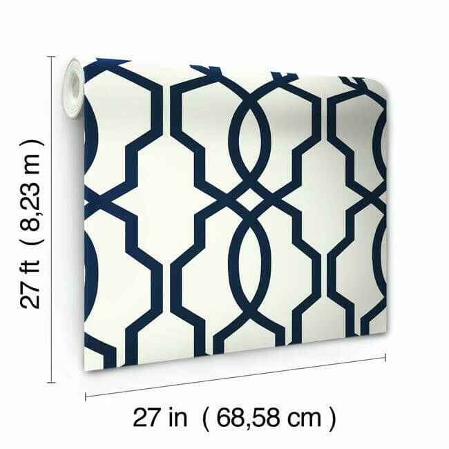 Hourglass Trellis Navy Wallpaper - York Wallcoverings - GM7521 - York Wallcoverings Wallpaper