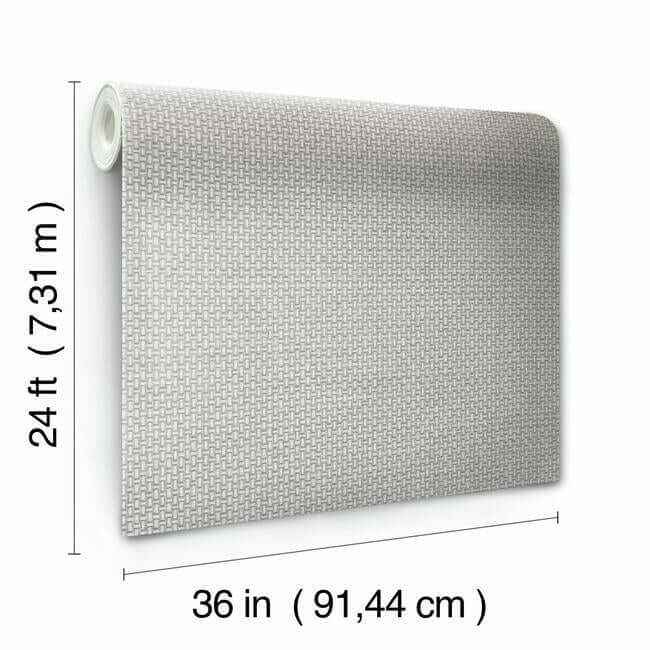 Cottage Basket Silver Metallic Wallpaper - York Wallcoverings - TL1906 - York Wallcoverings Wallpaper