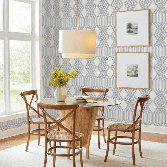 Etched Lattice Blue Wallpaper - York Wallcoverings - TL1912 - York Wallcoverings Wallpaper