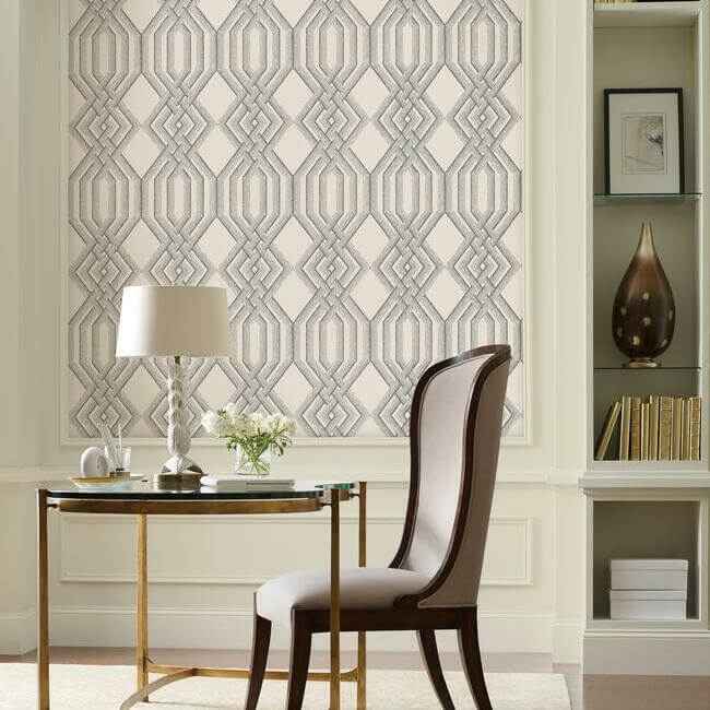 Etched Lattice Grey Wallpaper - York Wallcoverings - TL1911 - York Wallcoverings Wallpaper