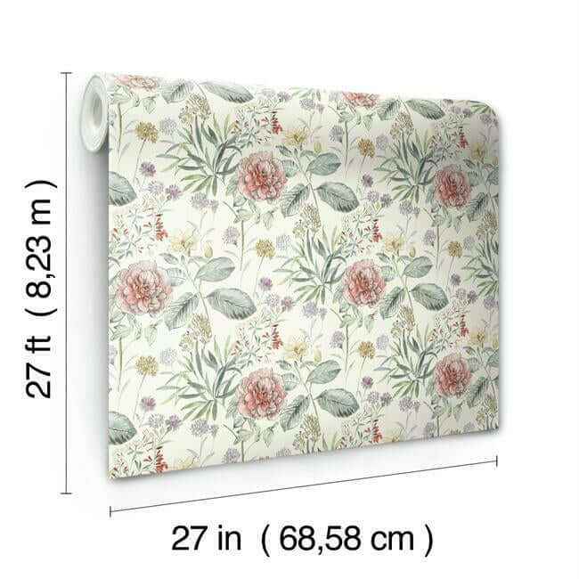 Midsummer Floral Coral Wallpaper - York Wallcoverings - TL1919 - York Wallcoverings Wallpaper