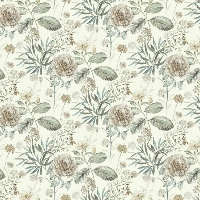 midsummer-floral-beige-green-wallpaper-york-wallcoverings-tl1918 - York Wallcoverings Wallpaper