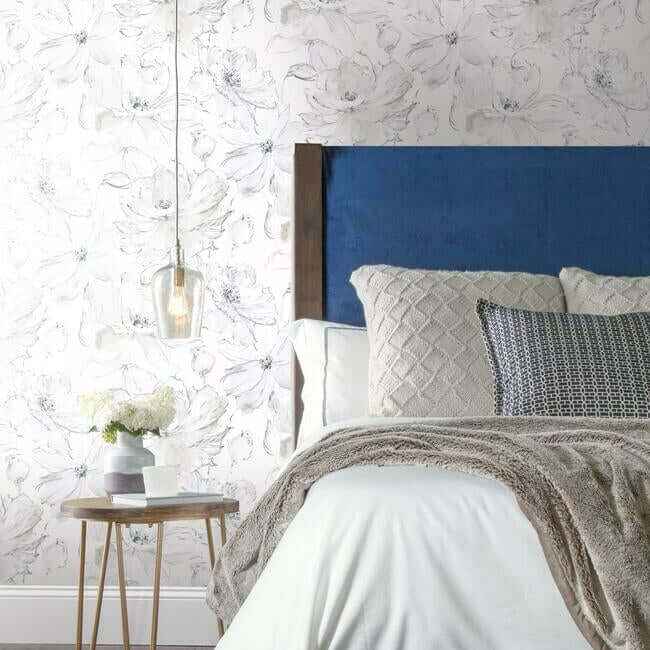 Floral Dreams Grey Wallpaper - York Wallcoverings - CL2520 - York Wallcoverings Wallpaper