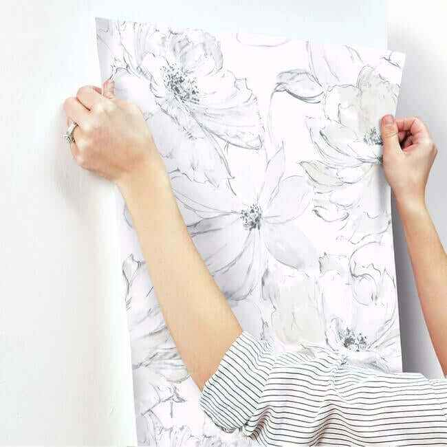 Floral Dreams Grey Wallpaper - York Wallcoverings - CL2520 - York Wallcoverings Wallpaper