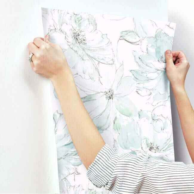 Floral Dreams Blue & Green Wallpaper - York Wallcoverings - CL2517 - York Wallcoverings Wallpaper