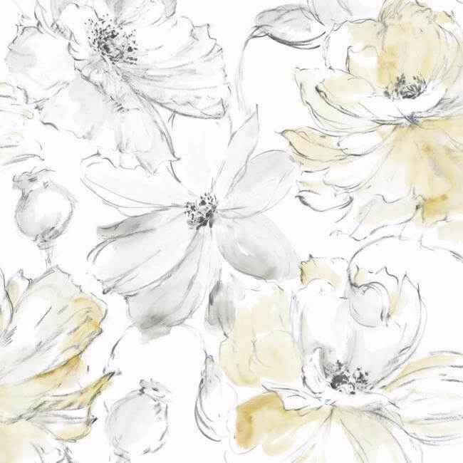 Floral Dreams Yellow Wallpaper - York Wallcoverings - CL2518