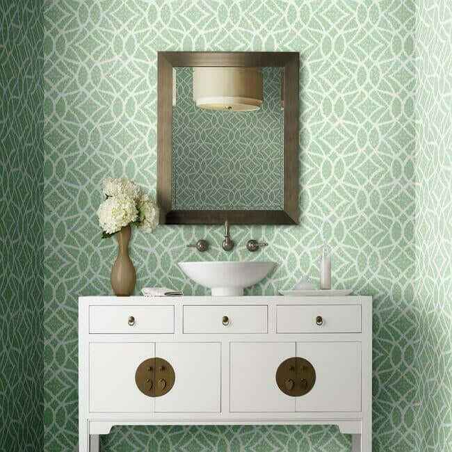 Boxwood Garden Teal Wallpaper - York Wallcoverings - GR5973 - York Wallcoverings Wallpaper