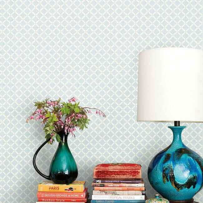Diamond Gate Blue & White Wallpaper - York Wallcoverings - GR6005 - York Wallcoverings Wallpaper