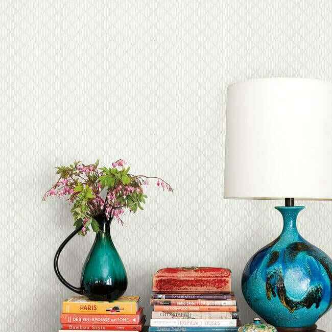 Diamond Gate White & Tan Wallpaper - York Wallcoverings - GR6002 - York Wallcoverings Wallpaper