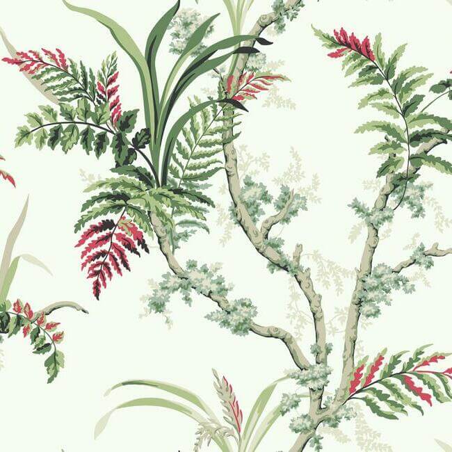 enchanted-fern-green-red-wallpaper-york-wallcoverings-gr5993 - York Wallcoverings Wallpaper