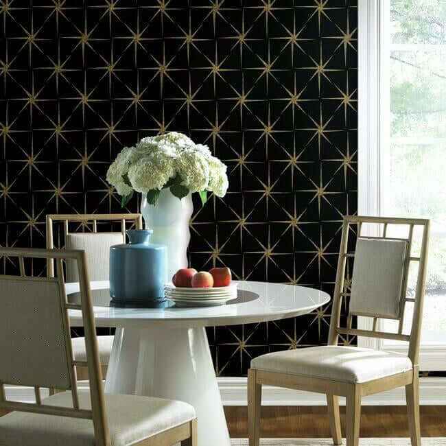 Evening Star Black Wallpaper - York Wallcoverings - GR5941 - York Wallcoverings Wallpaper