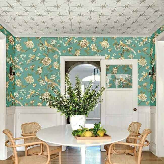 Fanciful Teal Wallpaper - York Wallcoverings - AF1901 - York Wallcoverings Wallpaper