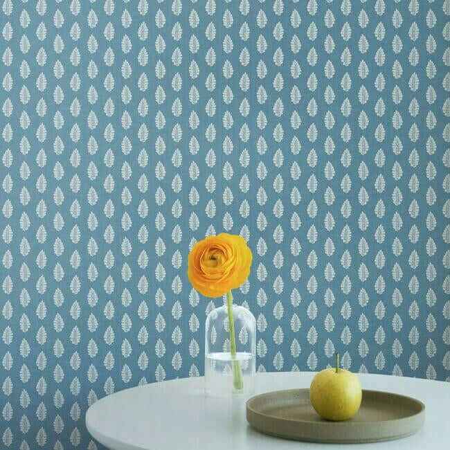 Leaf Pendant Blue Wallpaper - York Wallcoverings - GR5963 - York Wallcoverings Wallpaper