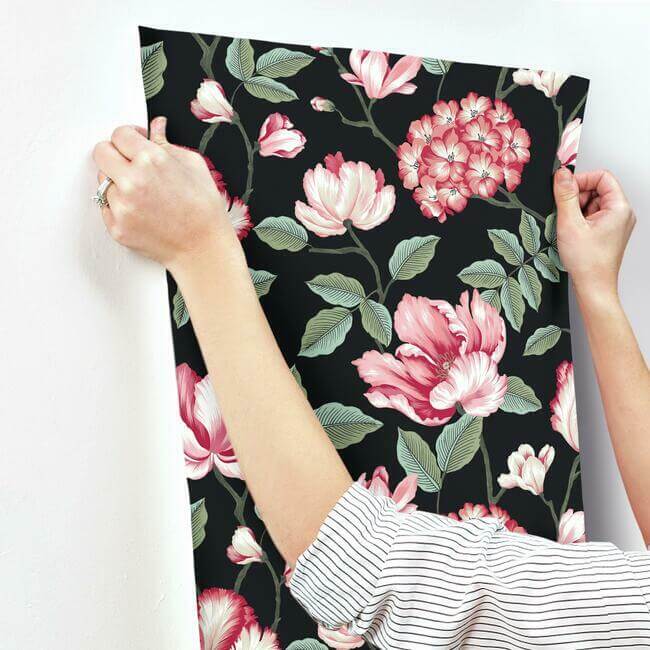 morning-garden-black-wallpaper-york-wallcoverings-gr5901 - York Wallcoverings Wallpaper