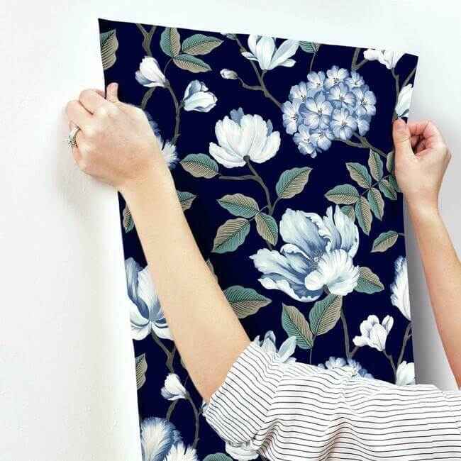 Morning Garden Navy Wallpaper - York Wallcoverings - GR5902 - York Wallcoverings Wallpaper