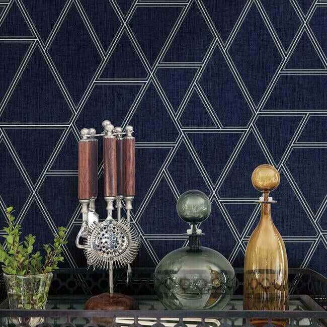 Pathways Navy Wallpaper - York Wallcoverings - GR5911 - York Wallcoverings Wallpaper