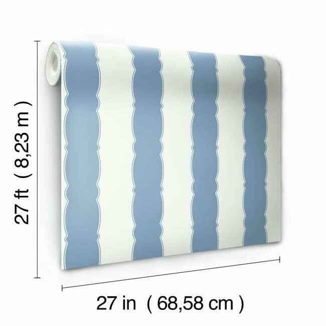 Scalloped Stripe Blue Wallpaper - York Wallcoverings - GR6012 - York Wallcoverings Wallpaper