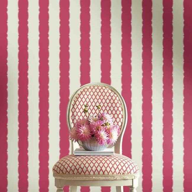 Scalloped Stripe Red Wallpaper - York Wallcoverings - GR6011 - York Wallcoverings Wallpaper