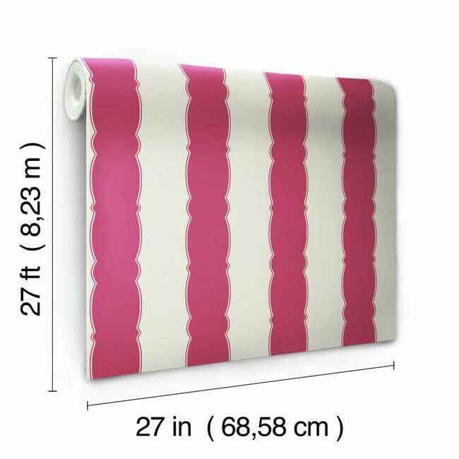 Scalloped Stripe Red Wallpaper - York Wallcoverings - GR6011 - York Wallcoverings Wallpaper
