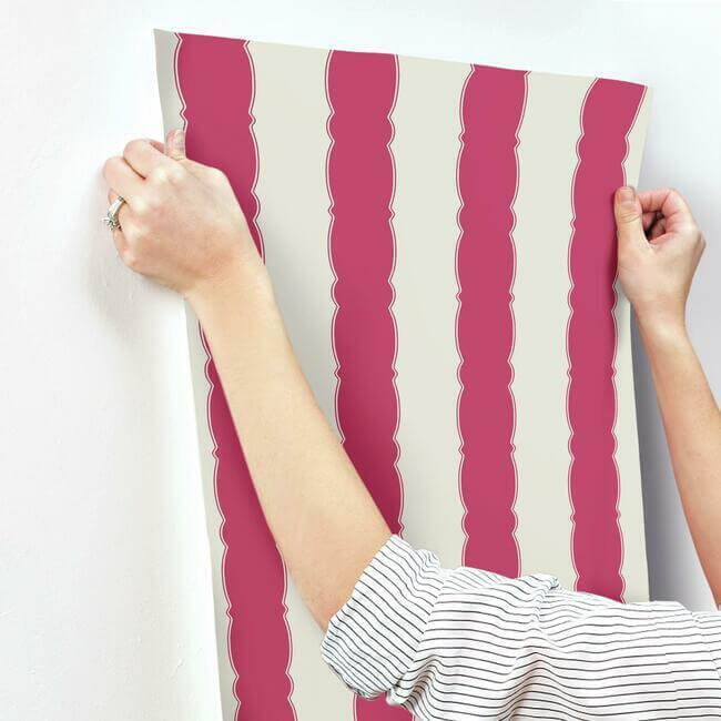 scalloped-stripe-red-wallpaper-york-wallcoverings-gr6011 - York Wallcoverings Wallpaper