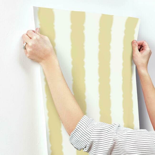 scalloped-stripe-yellow-wallpaper-york-wallcoverings-gr6016 - York Wallcoverings Wallpaper