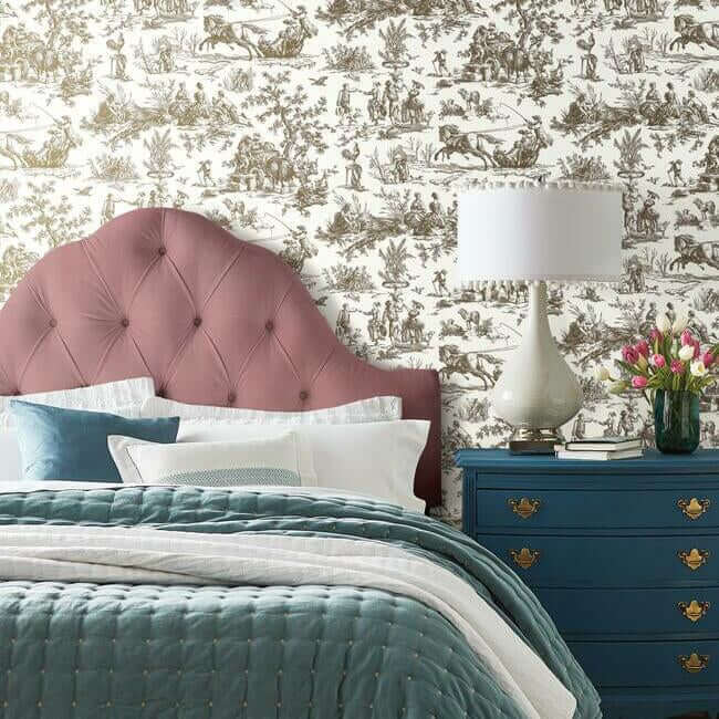 seasons-toile-brown-wallpaper-york-wallcoverings-gr5921 - York Wallcoverings Wallpaper